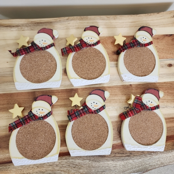 Set of 6 Christmas Snowman Coaster Set with Decorative Holder - Picture 9 of 12